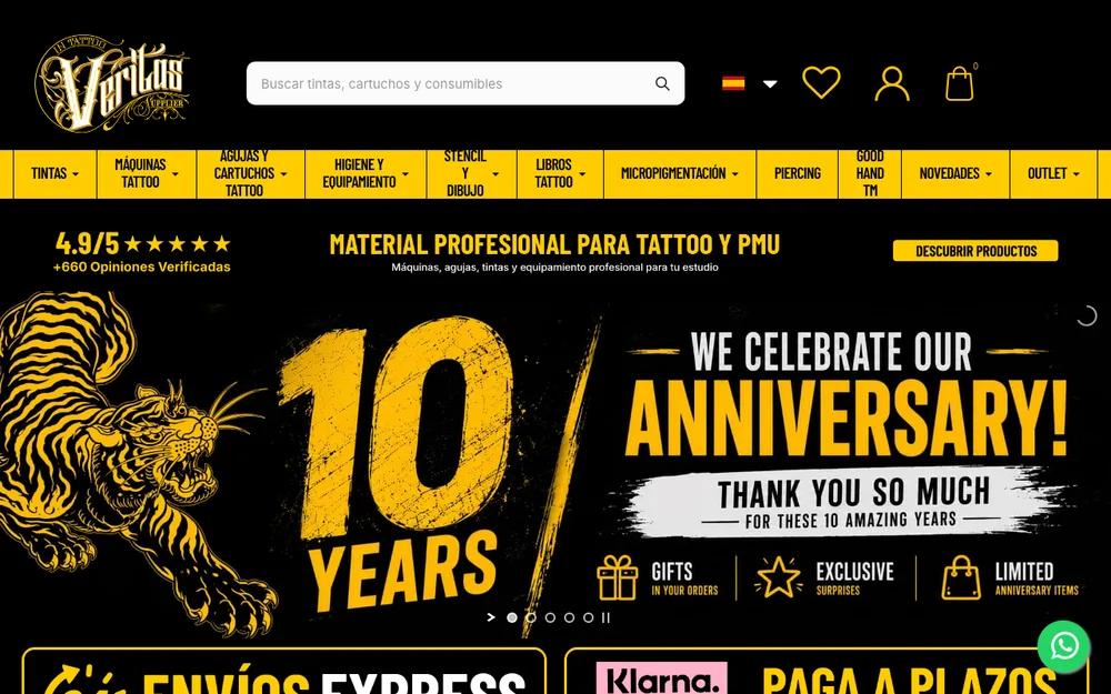 Tienda online PrestaShop de Intattoo Veritas, material profesional de tatuaje y PMU